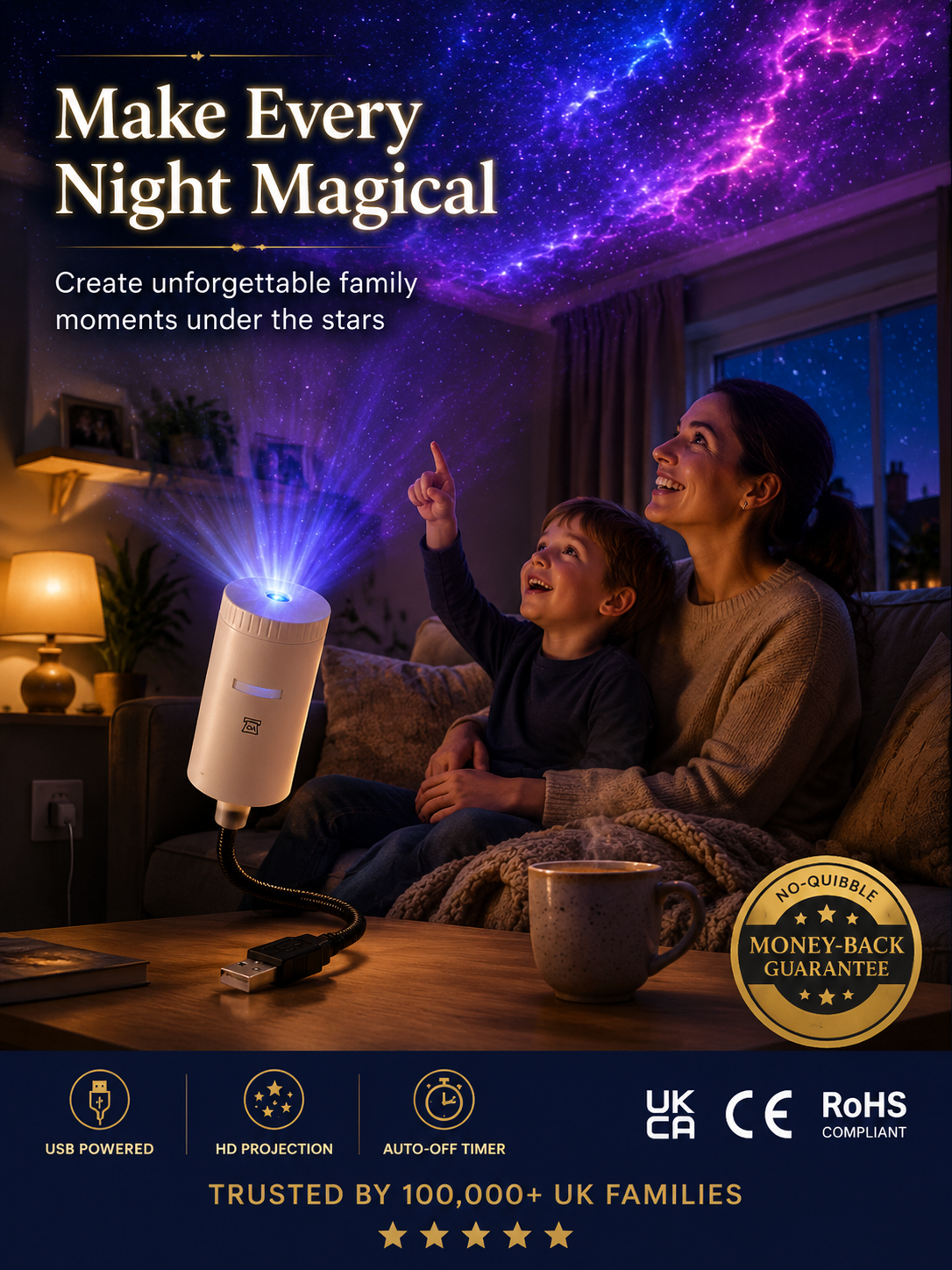GALAXY™ Home & Car Star Projector | Exclusive Vegas Sphere Tech, Instant 360° Panoramic Galaxy