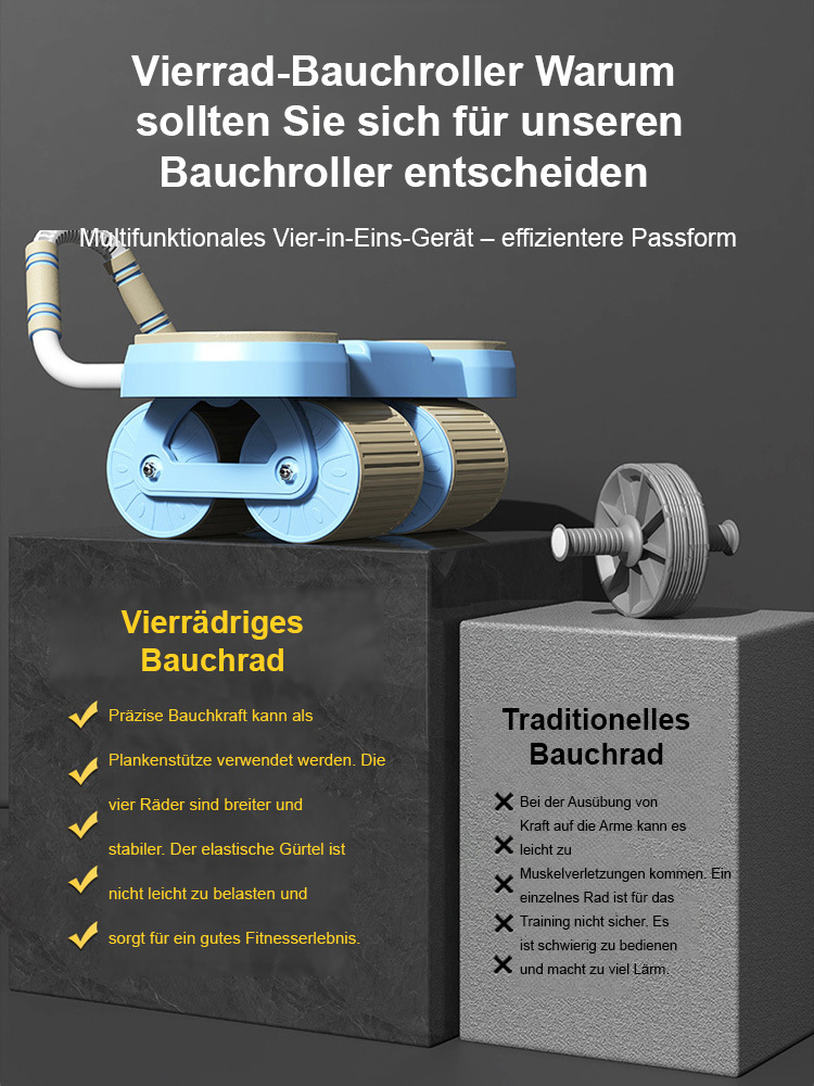 【Intelligente APP-Verbindung】Automatisch zurückfederndes Vier-Rad-Bauchmuskelrad