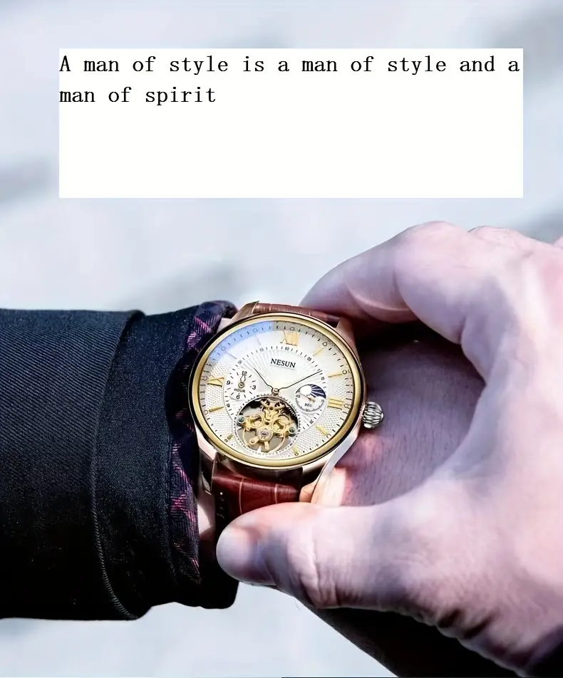 nesun男士手表商务绅士机械表全自动夜光时尚镂空男表 情人节送男士腕表 详情 21