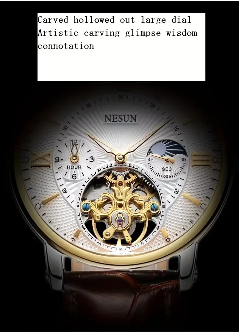 nesun男士手表商务绅士机械表全自动夜光时尚镂空男表 情人节送男士腕表 详情 1