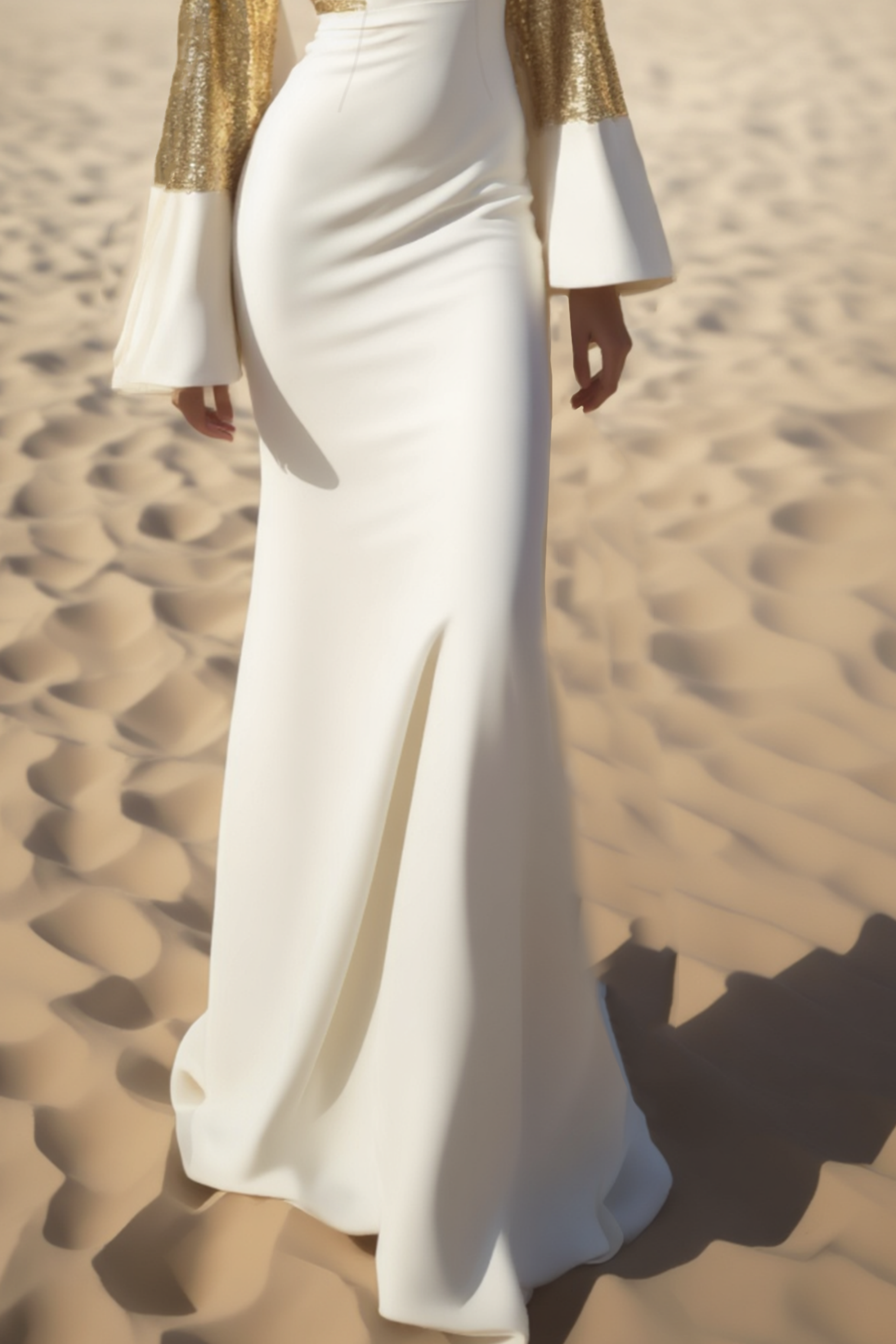 Evening  Formal Dress​​ Golden Deep V Sequin Floor-Length Dress