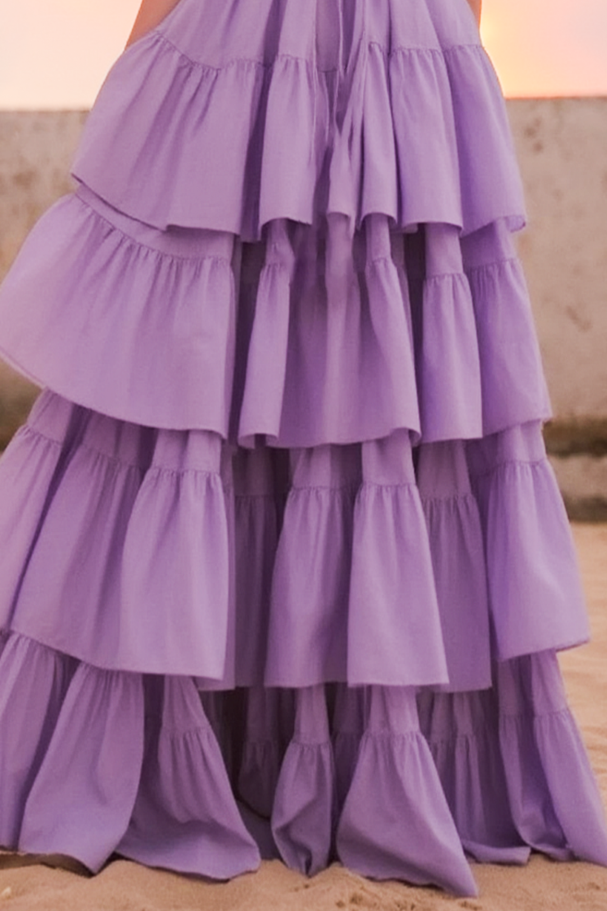 Prom ​Party Dress Purple One Shoulder Layer Ruched Floor-Length Dress