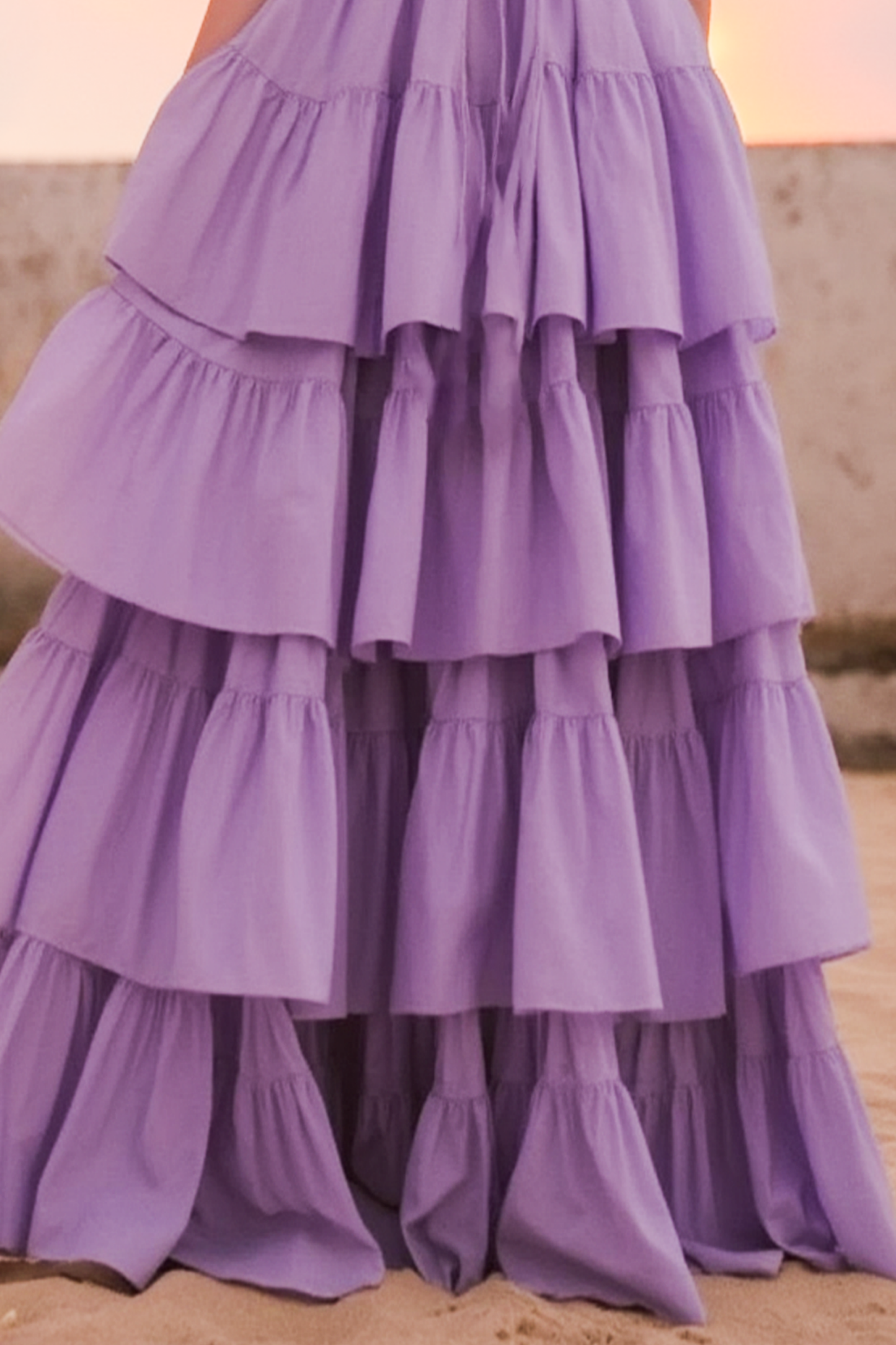 Prom ​Party Dress Purple One Shoulder Layer Ruched Floor-Length Dress