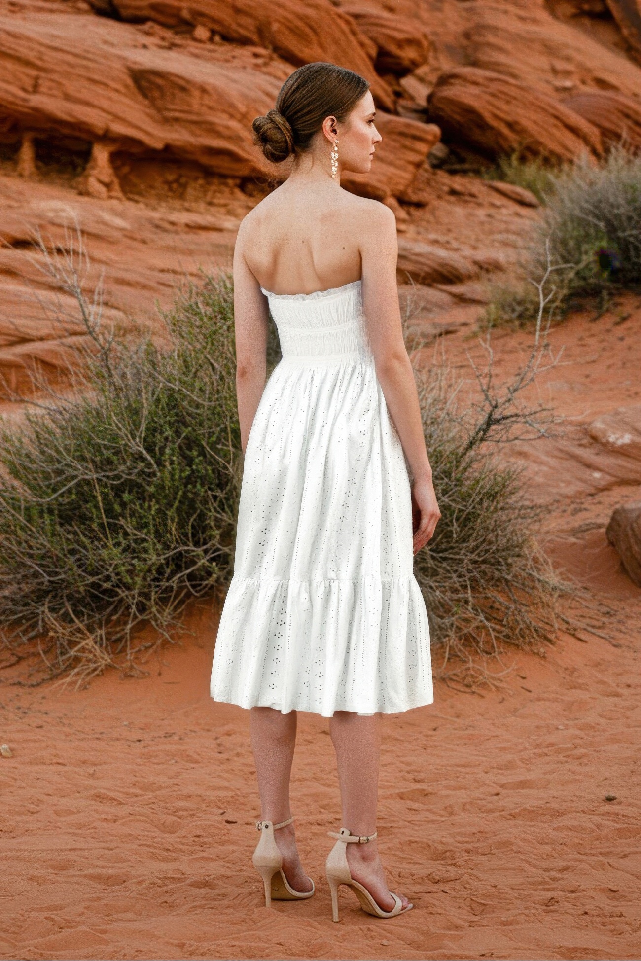 Bohemian Holiday Dress White Sleeveless Midi Dress