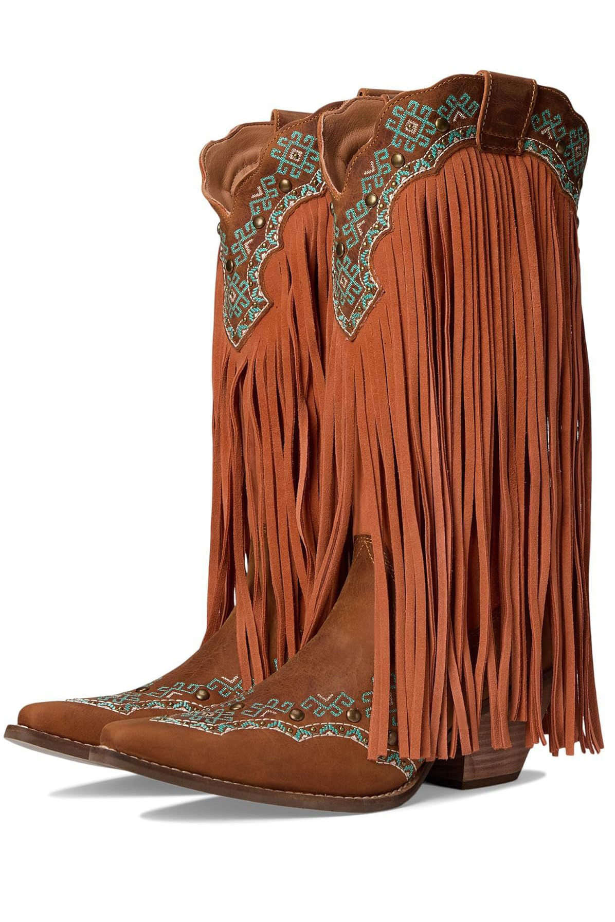 Women's Western Cowboy Boots Mid Calf Shoes with Tassels Decor