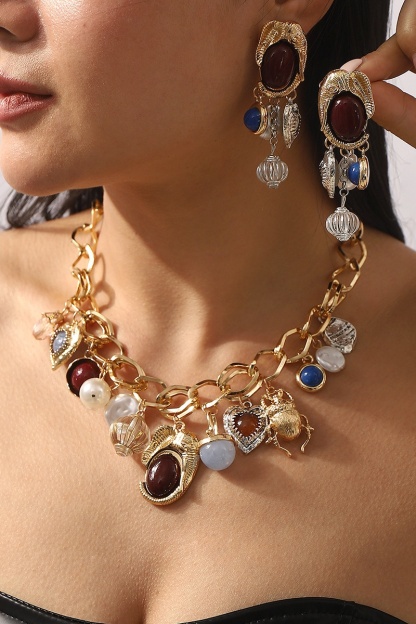 Vintage Imitation Pearl Geometry Earrings Jewelry Necklaces