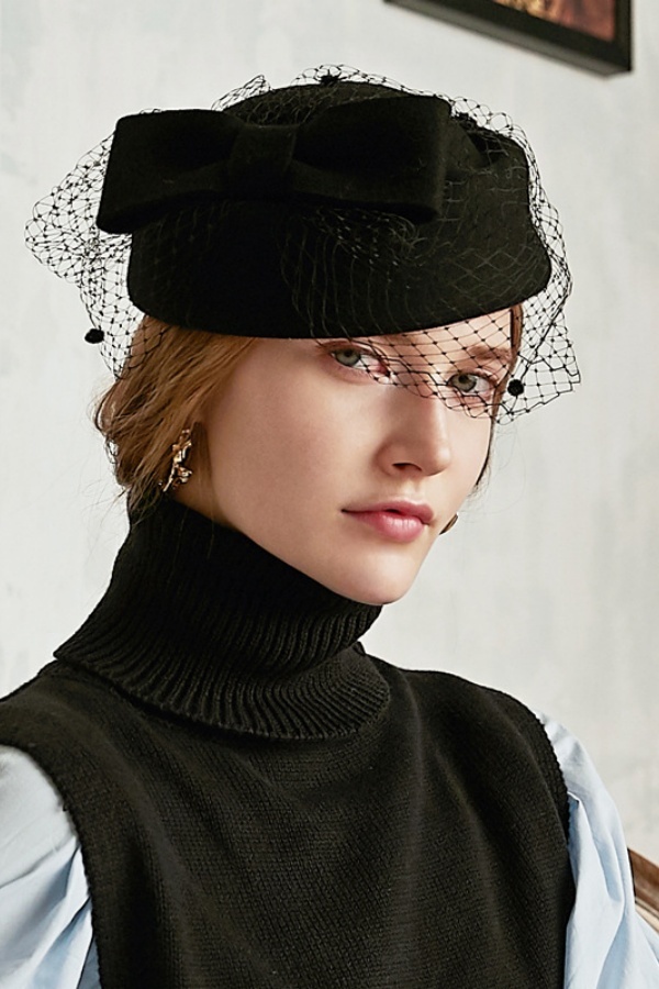 Women's British Style Pillbox Church Derby Wedding Winter