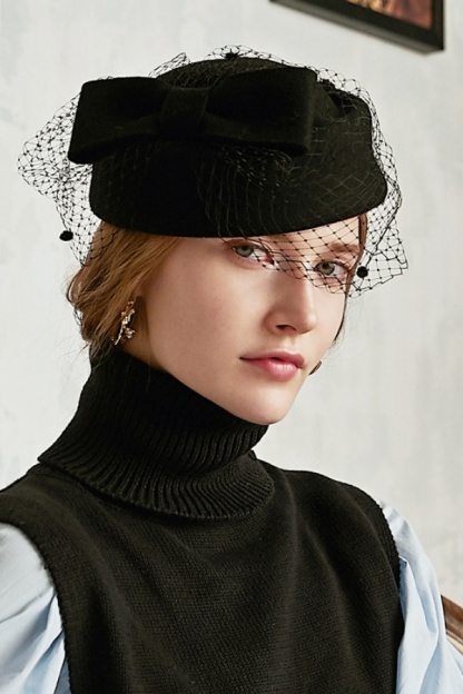 Women's British Style Pillbox Church Derby Wedding Winter