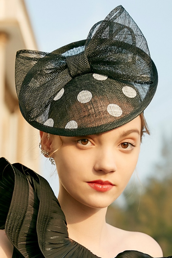 Tea Party Hats Dot Mesh Wedding Headband Hair Clip 