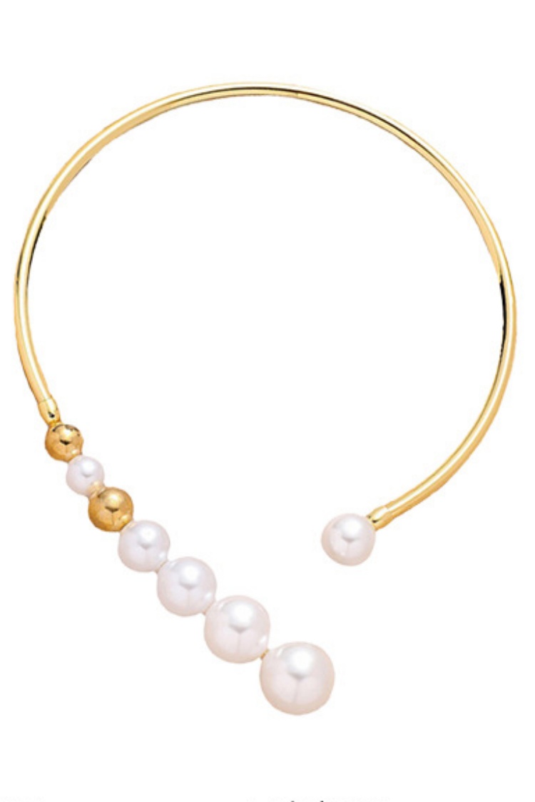 Geometry Imitation Pearl Necklace Choker