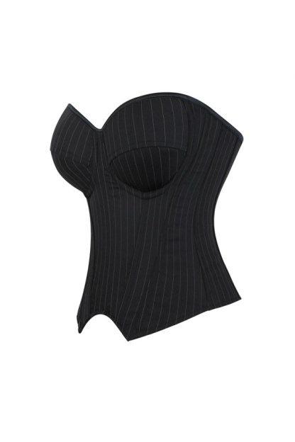 Party Shapewear Black Stripe Corset Trim Boned 