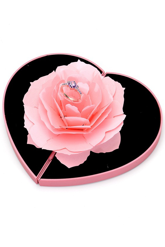 Engagement Ring Box Ring Rose Box Surprise Jewelry Storage Holder 