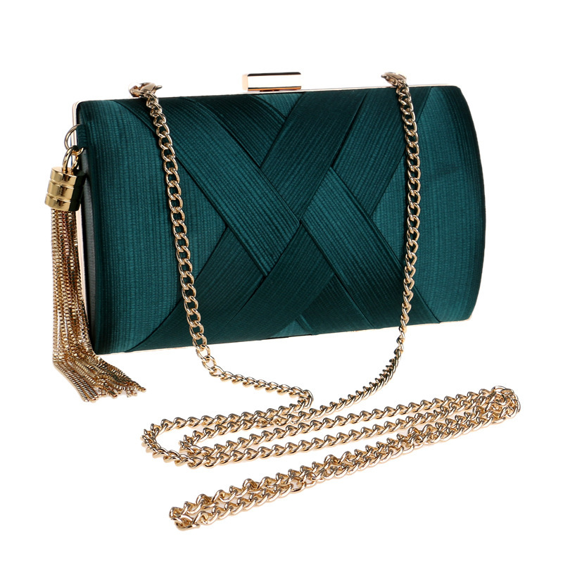 Satin Party Tassel Fringe Bag Shiny Chain Handbag