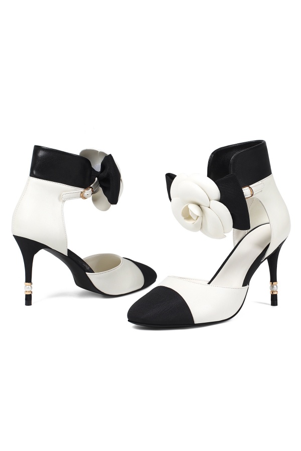 Wedding Shoes for Bride High Heel Bridal Shoes Closed Toe 3D Floral