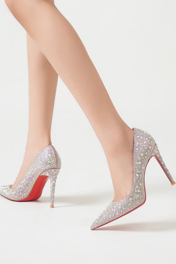 Heels for Women Stiletto Closed Pointed Toe Backless Dress Shoes High Heels