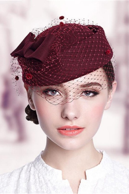 Women's British Style Pillbox Church Derby Wedding Winter