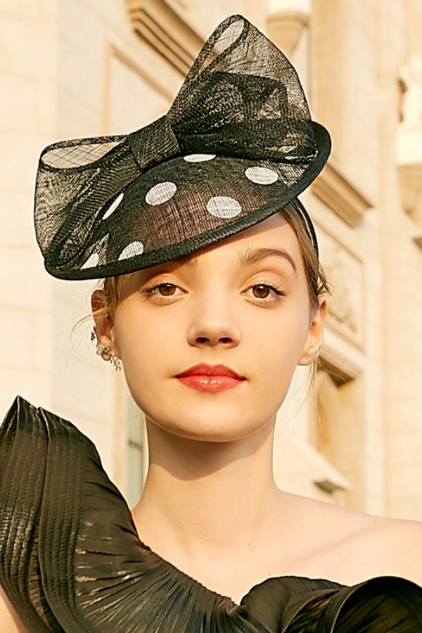 Tea Party Hats Dot Mesh Wedding Headband Hair Clip 