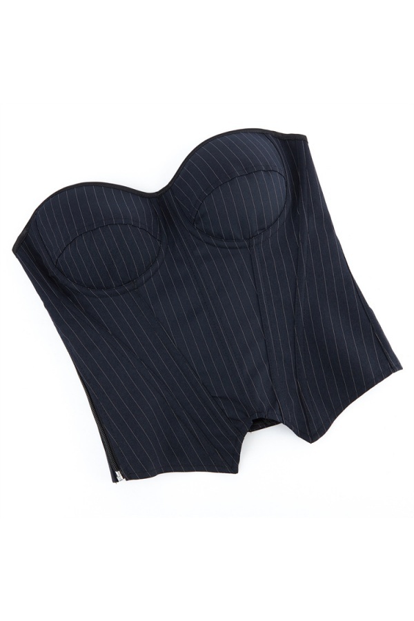 Party Shapewear Black Stripe Corset Trim Boned 