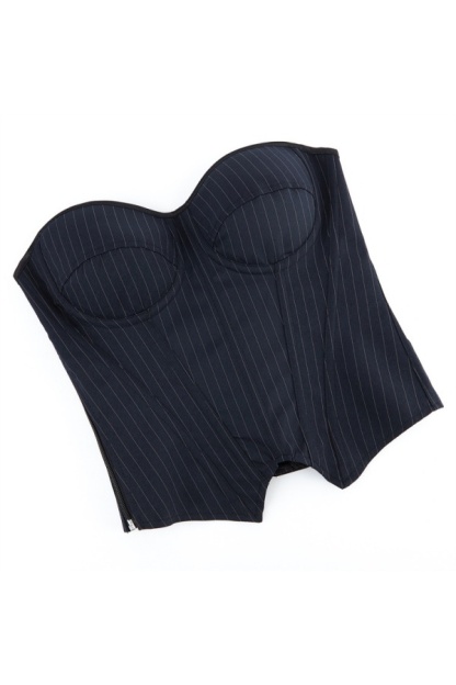 Party Shapewear Black Stripe Corset Trim Boned 