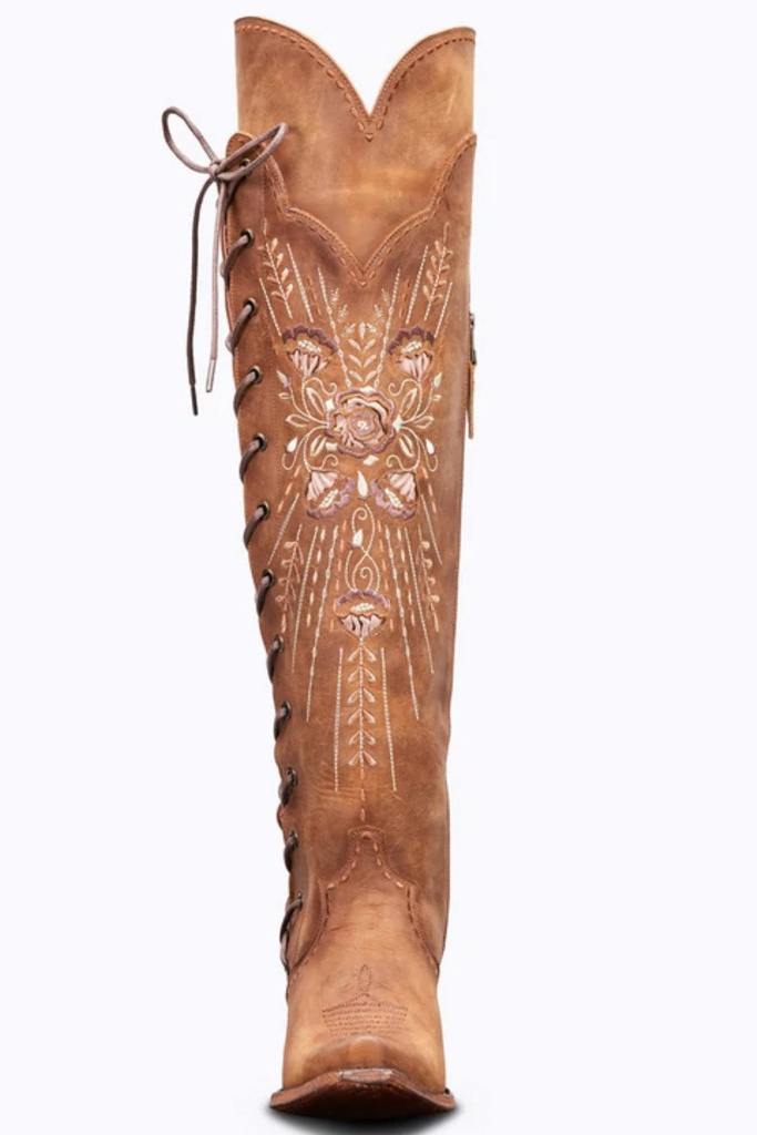 Women Low Heel Pull On Western Boots Square Toe Cowboy Cowgirl Mid Calf Boots