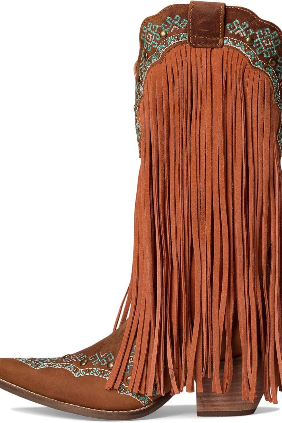 Women's Western Cowboy Boots Mid Calf Shoes with Tassels Decor