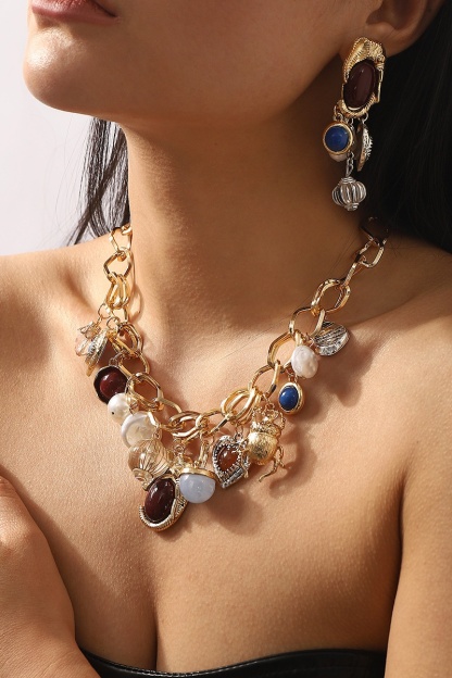 Vintage Imitation Pearl Geometry Earrings Jewelry Necklaces