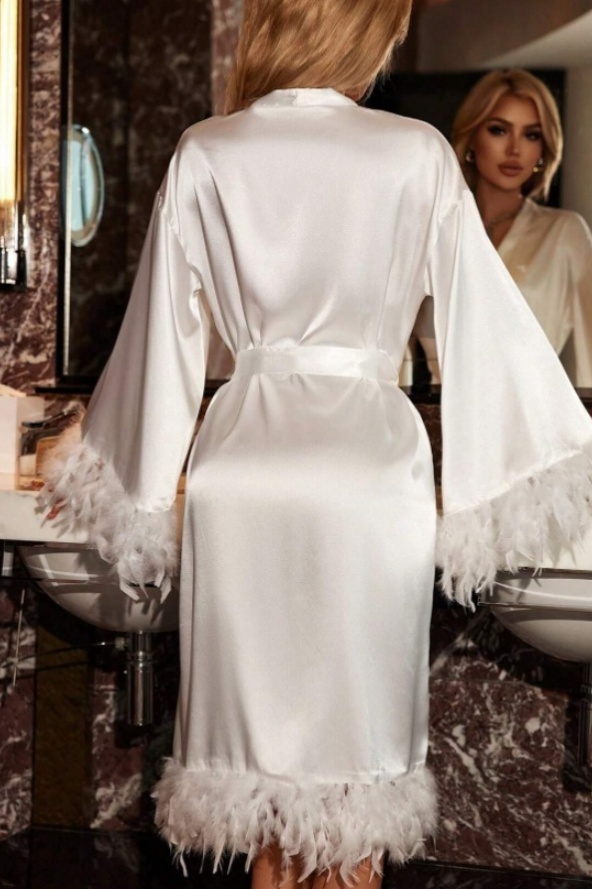 Bridesmaid Pajama Robe White V Neck Satin Robes Gown