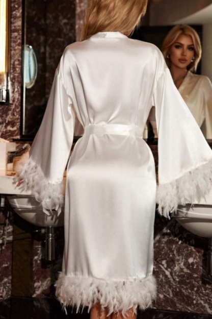Bridesmaid Pajama Robe White V Neck Satin Robes Gown