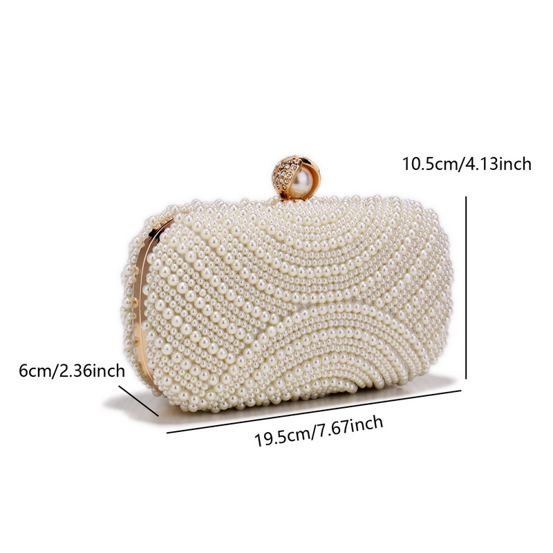Imitation Pearl Diamond-Studded Party Bag Shiny Chain Handbag