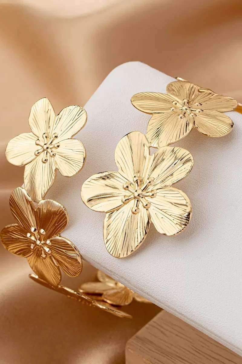 Arm Cuff Jewelry Floral for Women Arm Bracelet Upper Golden