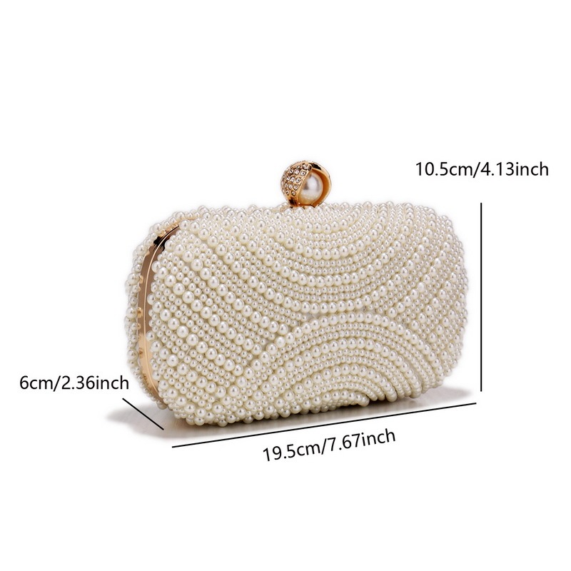 Imitation Pearl Diamond-Studded Party Bag Shiny Chain Handbag