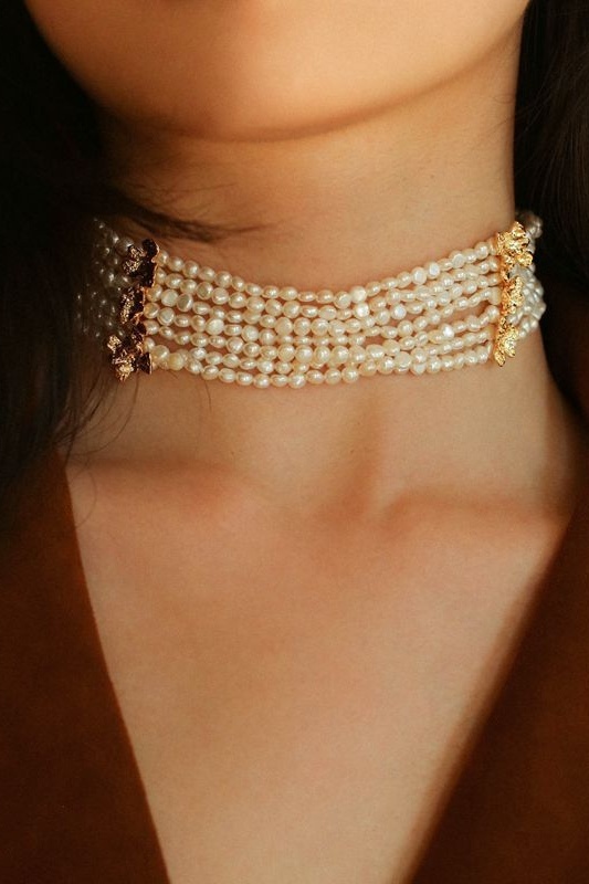 Bride Necklace Choker Earrings Imitation Pear For Weeding