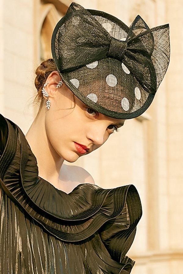 Tea Party Hats Dot Mesh Wedding Headband Hair Clip 