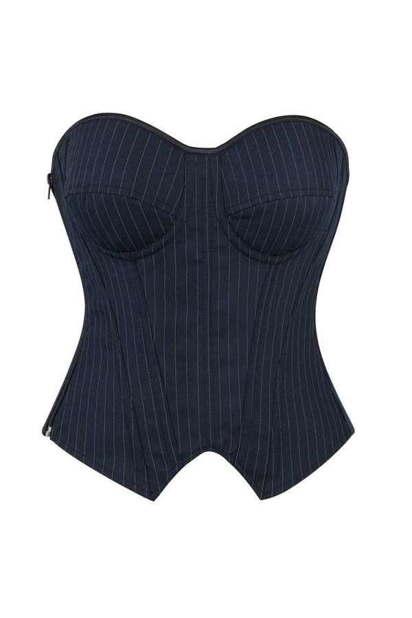 Party Shapewear Black Stripe Corset Trim Boned 