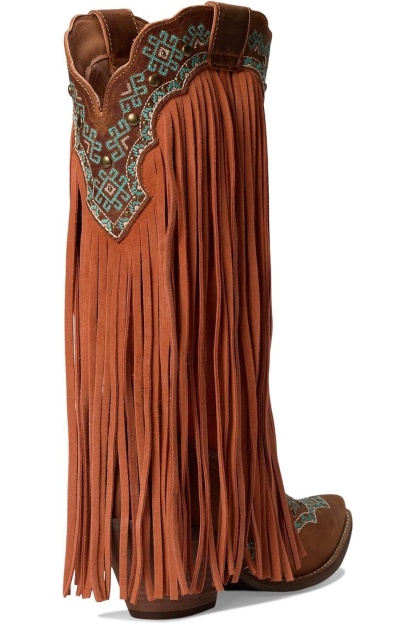 Women's Western Cowboy Boots Mid Calf Shoes with Tassels Decor