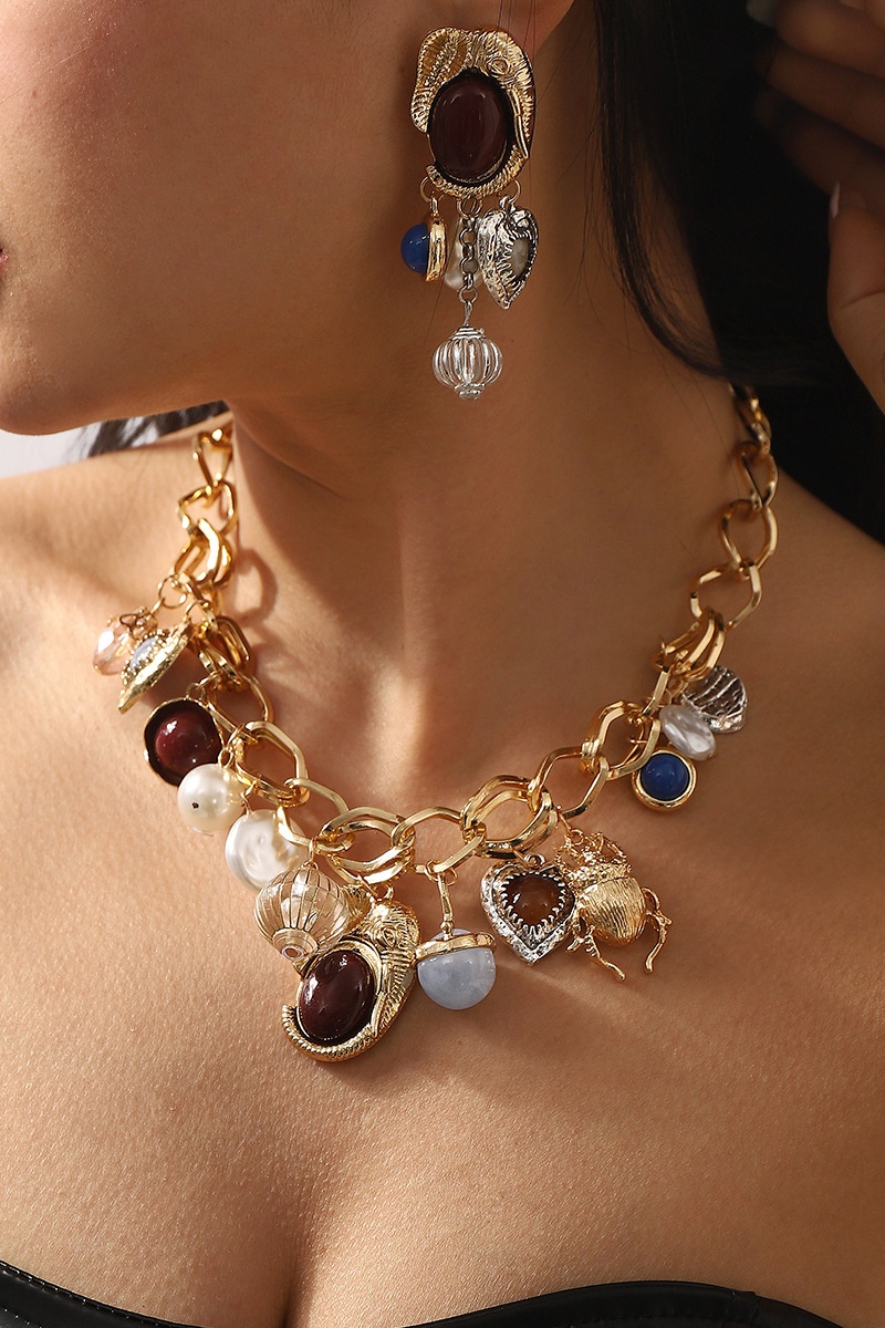 Vintage Imitation Pearl Geometry Earrings Jewelry Necklaces