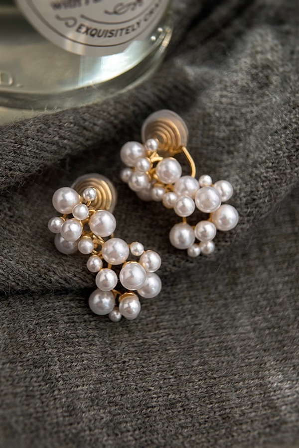 Clip-On Imitation Pearl  Bridal Earrings Non-Pierced Earrings for Wedding