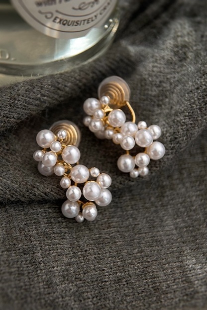 Clip-On Imitation Pearl  Bridal Earrings Non-Pierced Earrings for Wedding