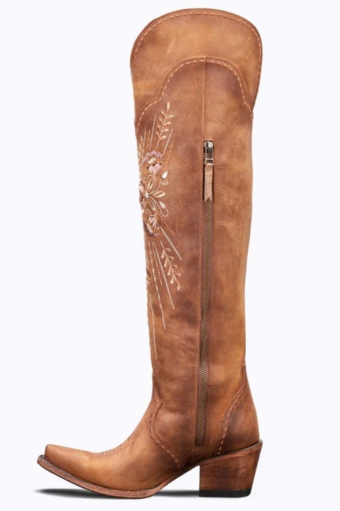 Women Low Heel Pull On Western Boots Square Toe Cowboy Cowgirl Mid Calf Boots