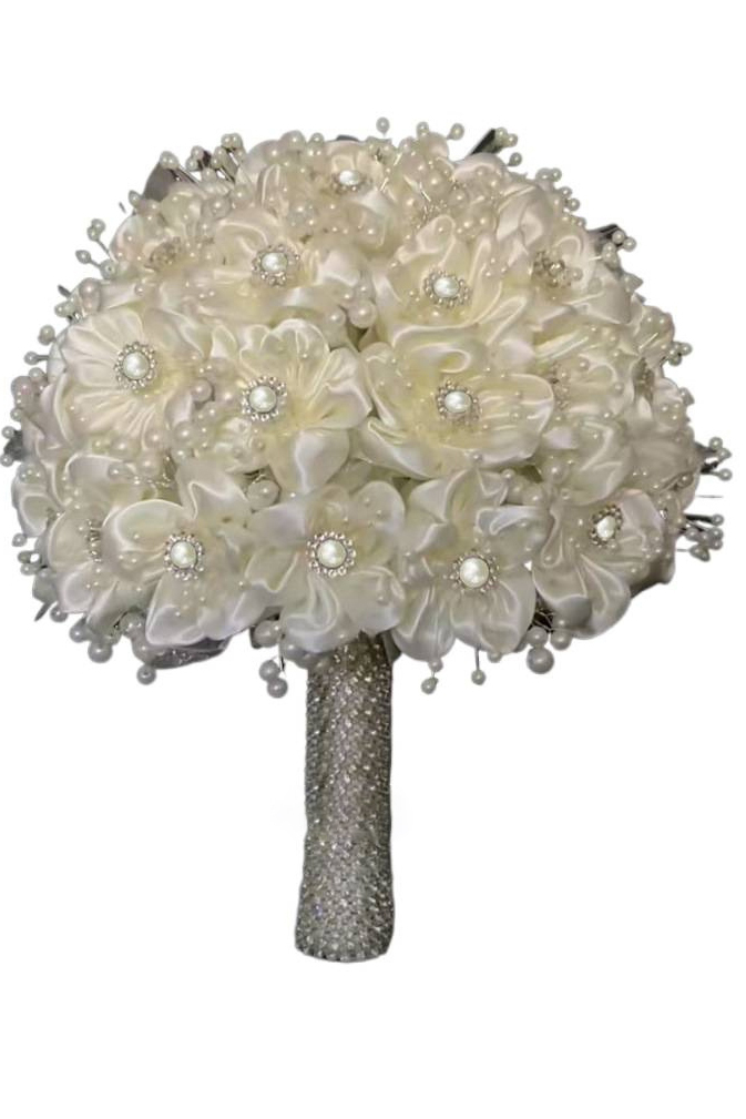 Handmade Rhinestone Bridal Bouquet Imitation Pear Wedding Round Tossing Bouquet