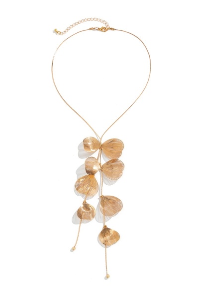 Vintage Ginkgo Leaf Tassel Clasp Necklace