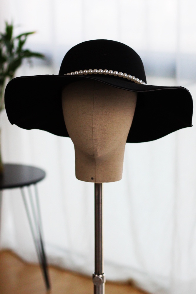 Audrey Hepburn Hat Bridal Wedding Sun Hat with Imitation Pearl flower