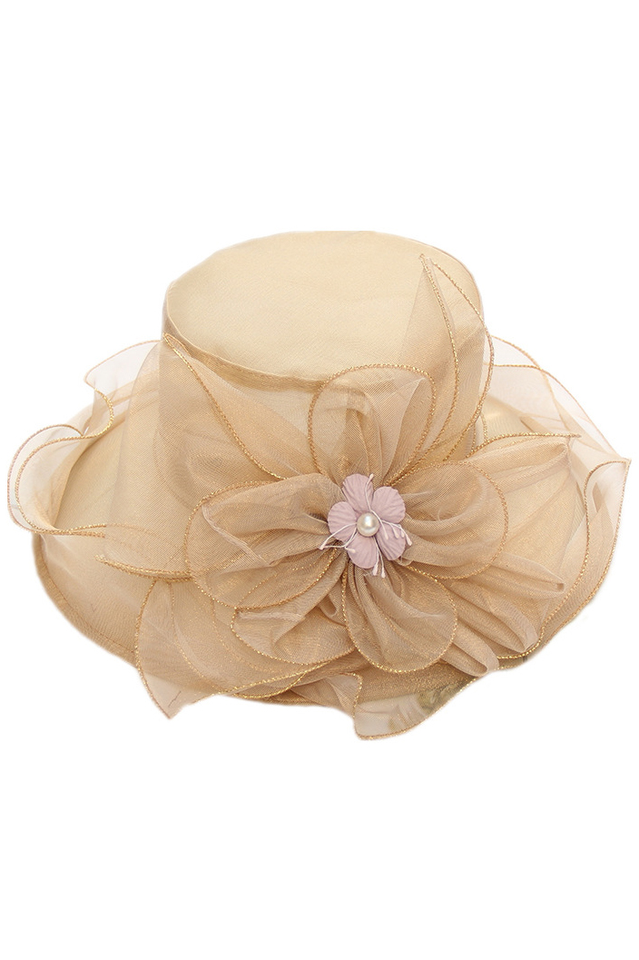Women's Organza Church Derby Hat Bridal 3D Floral Tea Party