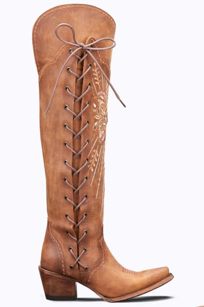 Women Low Heel Pull On Western Boots Square Toe Cowboy Cowgirl Mid Calf Boots