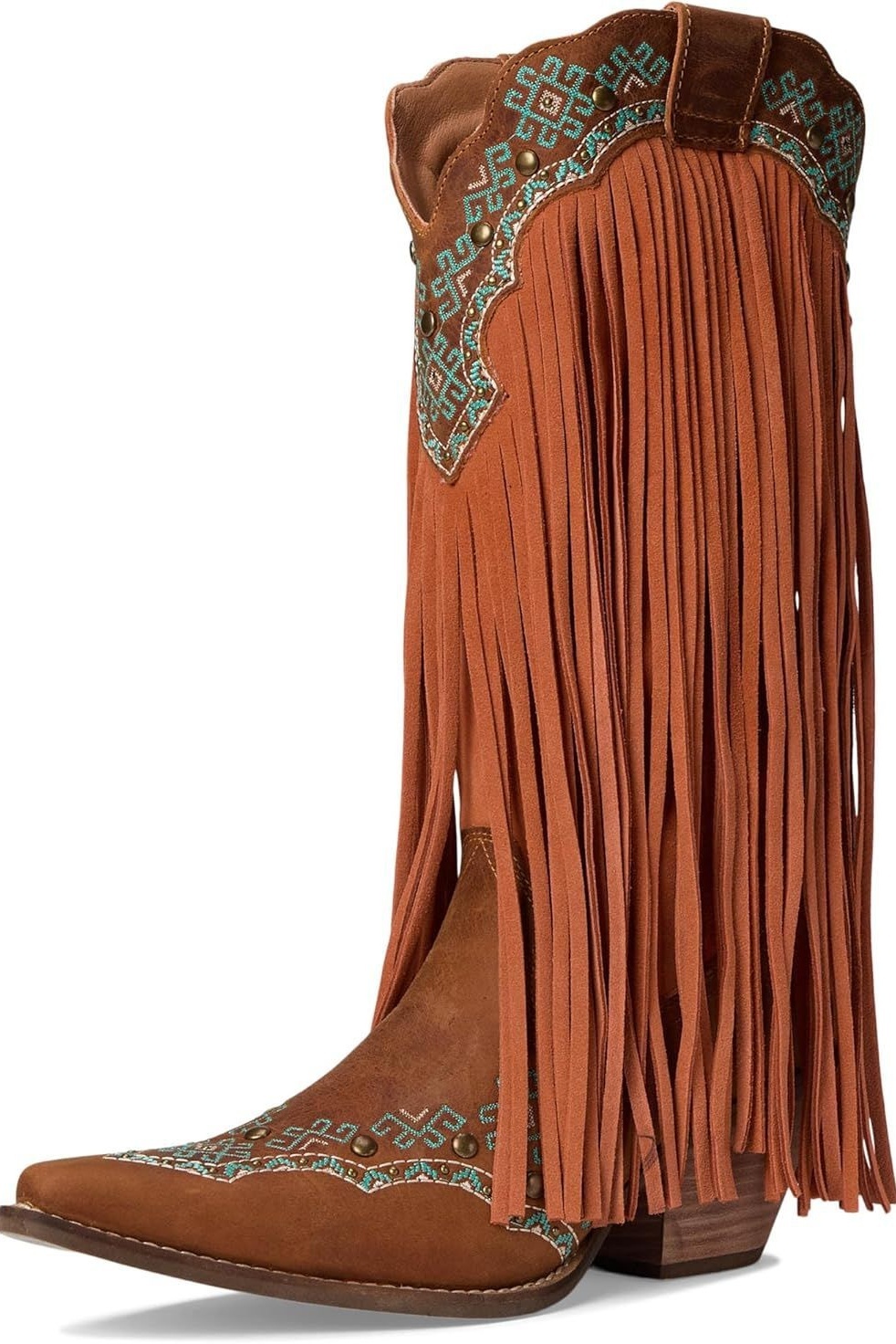 Women's Western Cowboy Boots Mid Calf Shoes with Tassels Decor