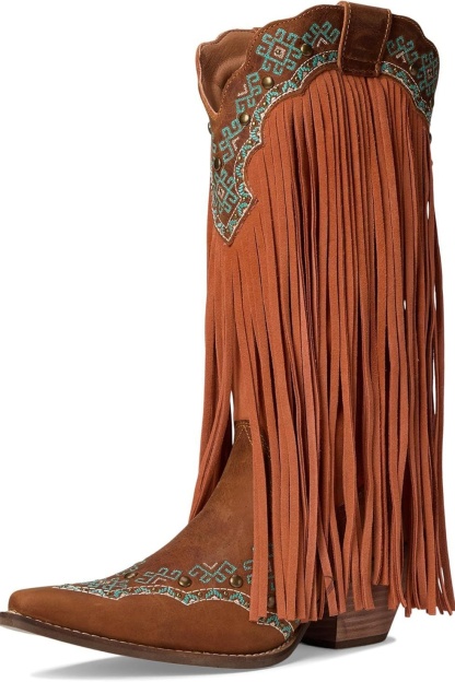 Women's Western Cowboy Boots Mid Calf Shoes with Tassels Decor