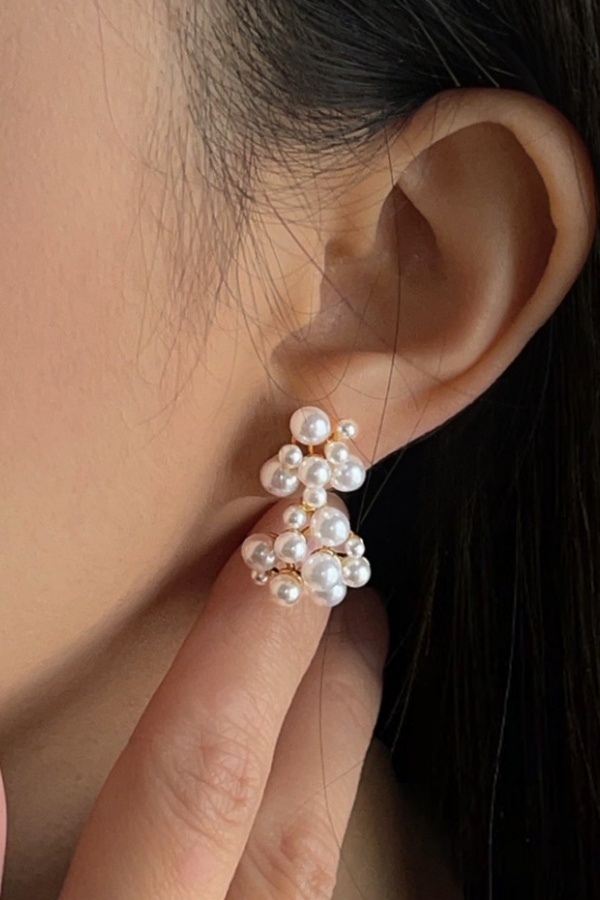 Clip-On Imitation Pearl  Bridal Earrings Non-Pierced Earrings for Wedding