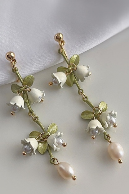 Clip-On Lily of the Valley Bridal Earrings Non-Pierced Earrings for Wedding