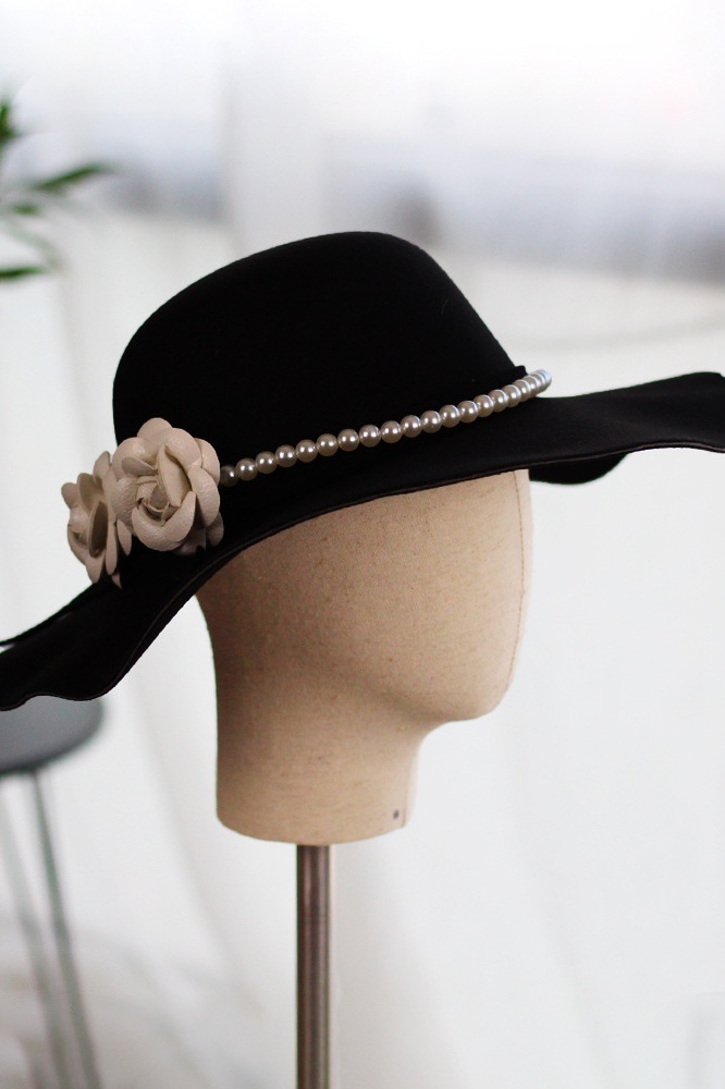 Audrey Hepburn Hat Bridal Wedding Sun Hat with Imitation Pearl flower