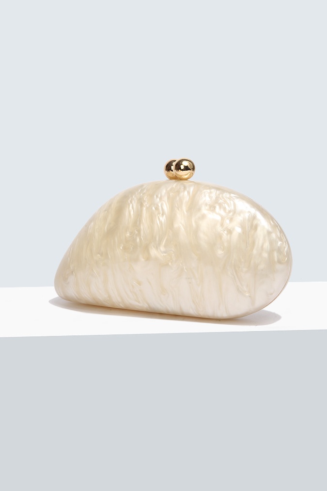 Imitation Pearl Buckle Handbag with Evening Chain Bag